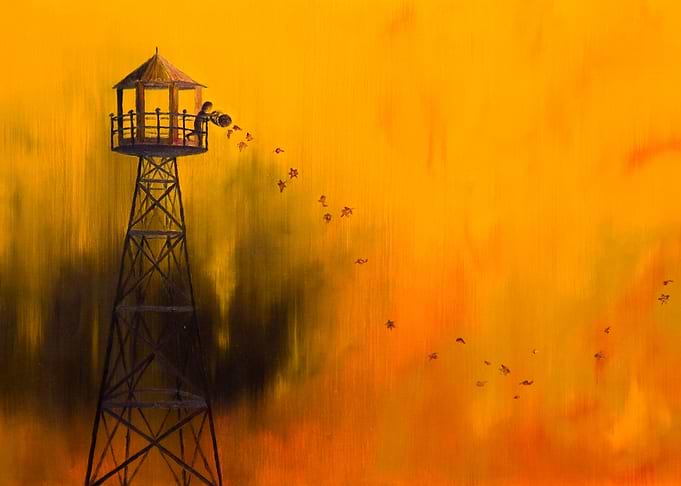 Autumn Tower. (Oil on canvas)
