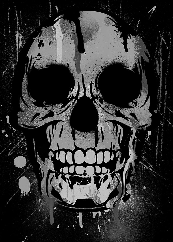 Skull with Paint Drips B
