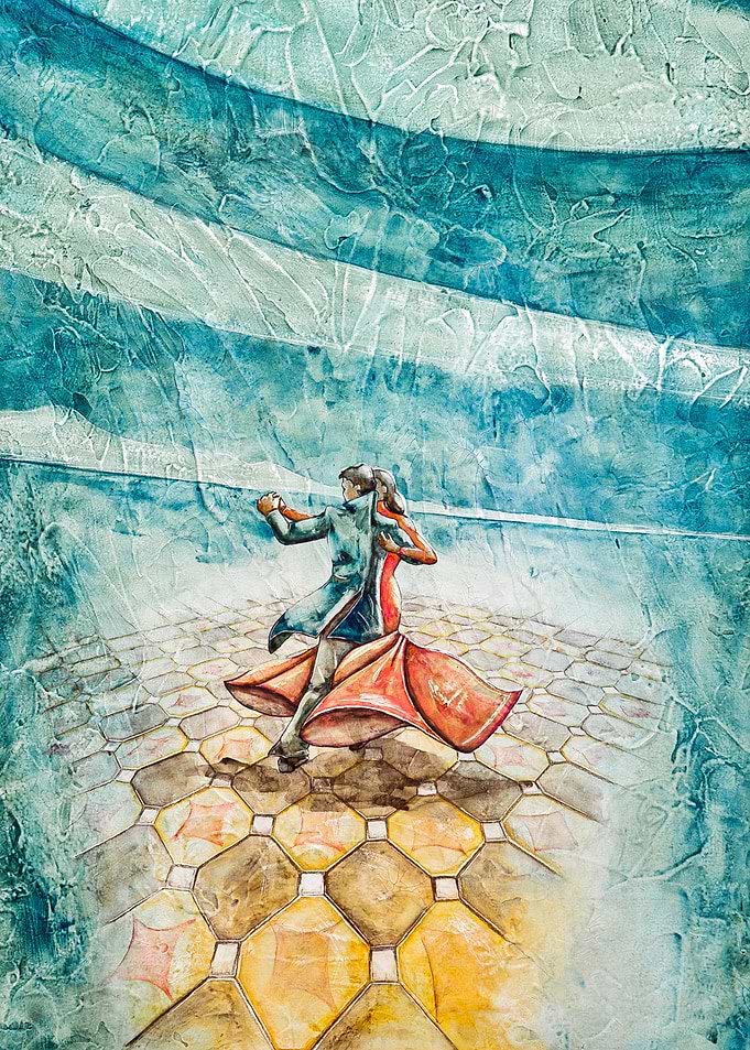 However, Let's Dance.(Watercolor on wood). This is Love ...