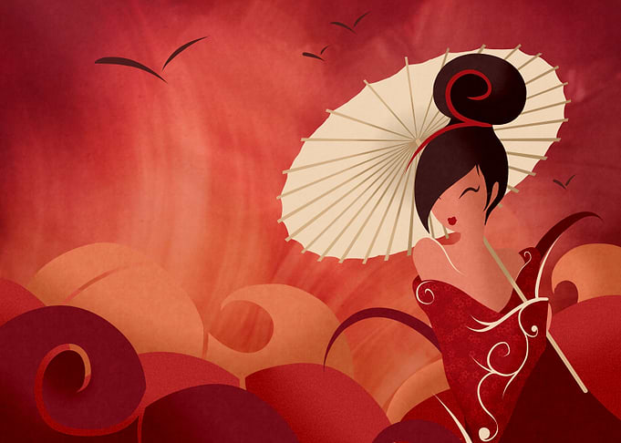 Sakura , Asian Geisha