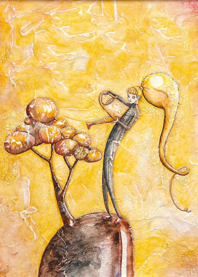 Homecoming (watercolor on wood)