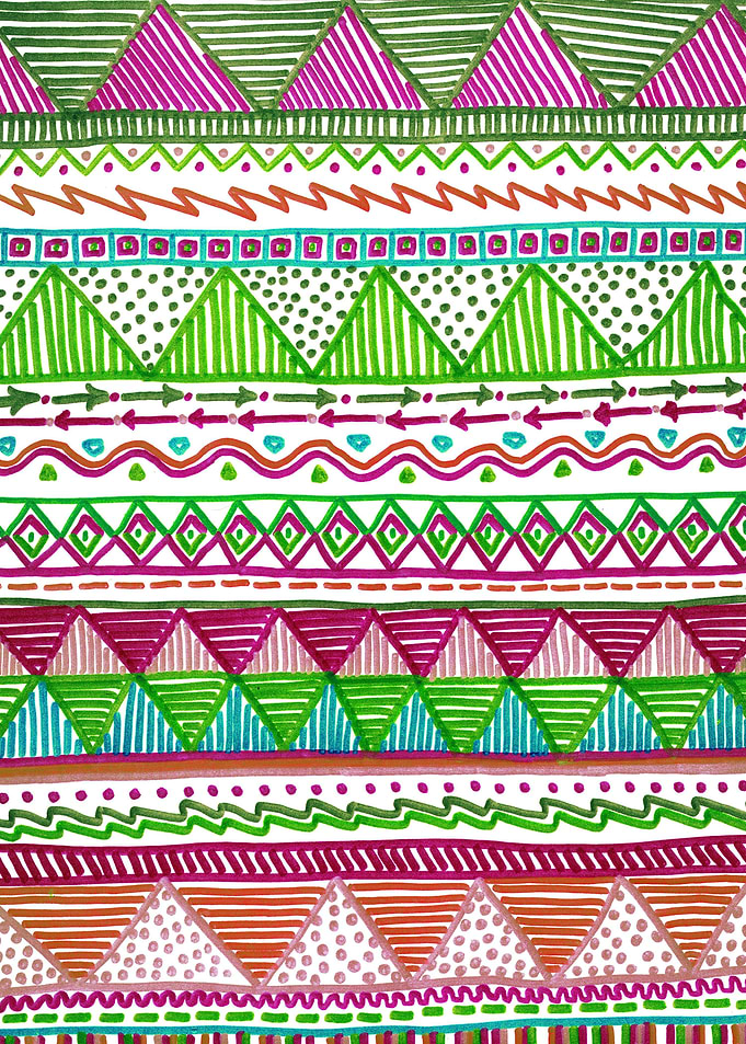 Ocean T Raspberry - Aztec, Tribal inspired metallic ink ...