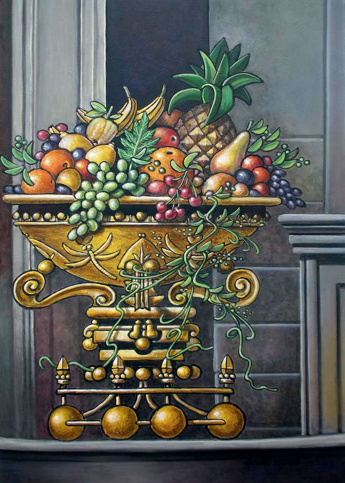 New Baroque Acrylic on Panel Original 48' x 32' By Davi ...