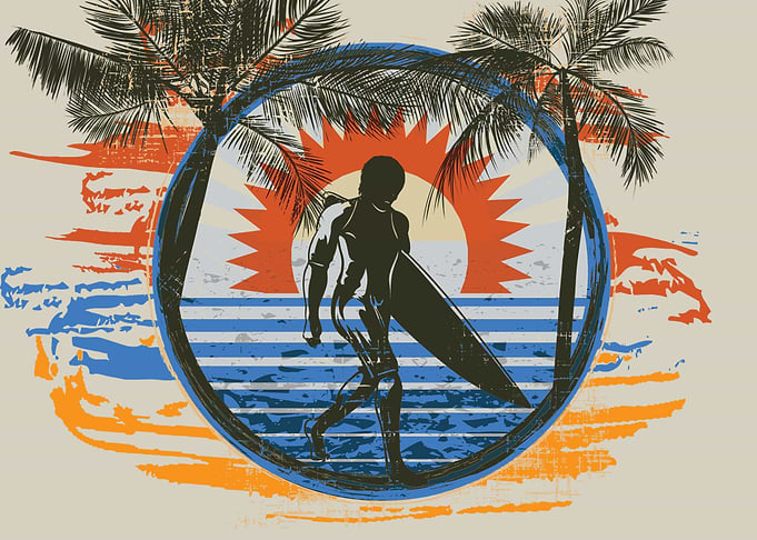 Surf - Summer Beach Palm Trees - Paint Brushes