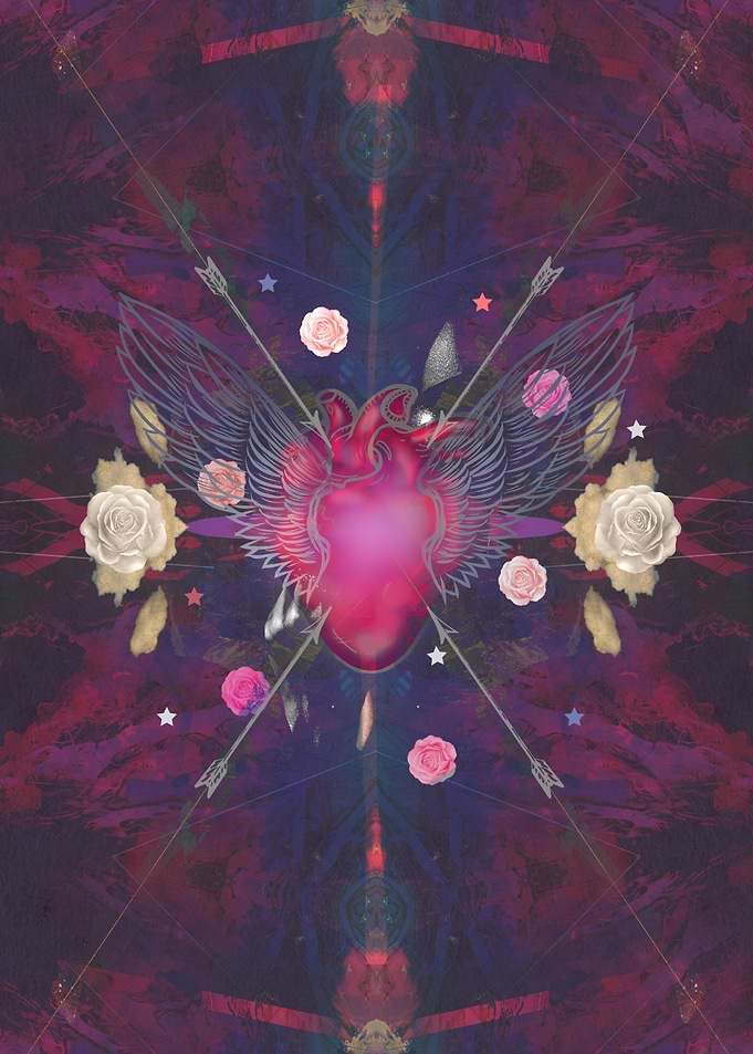 Heart, roses, arrows
