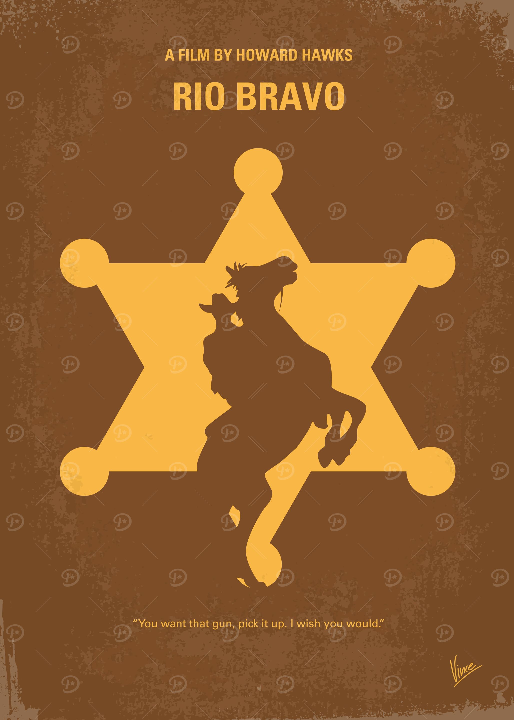No322 My Rio Bravo minimal movie poster A small-town sh ...