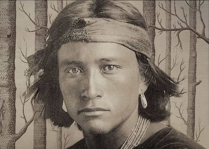 native american in the trees
