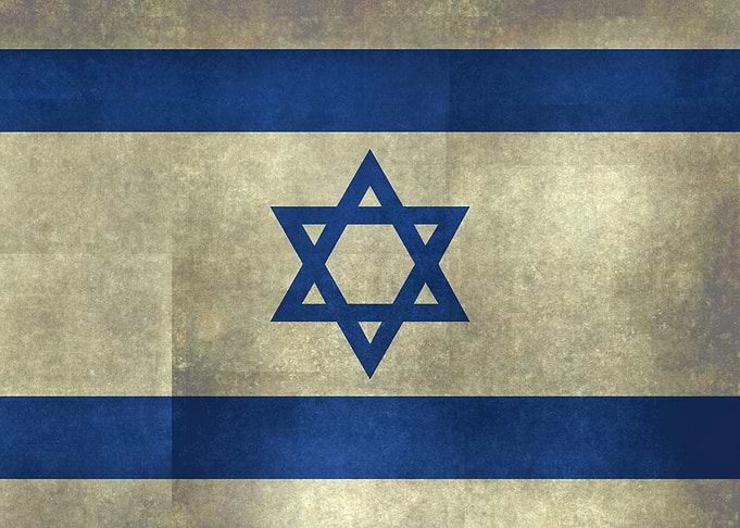 The National flag of the State of Israel - Distressed w ...