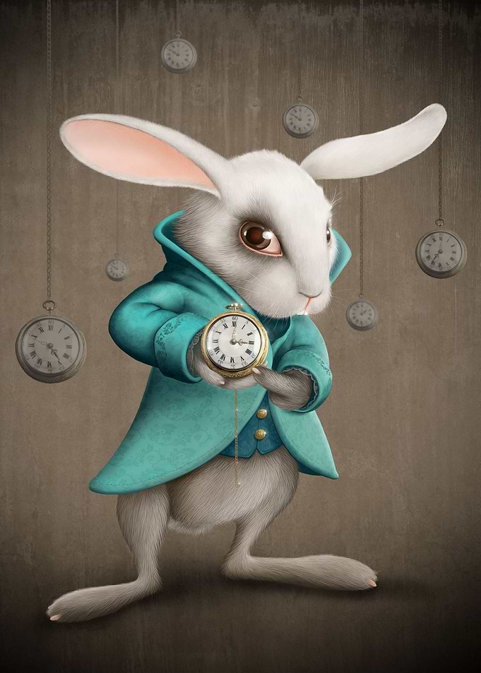 White rabbit and the clocks