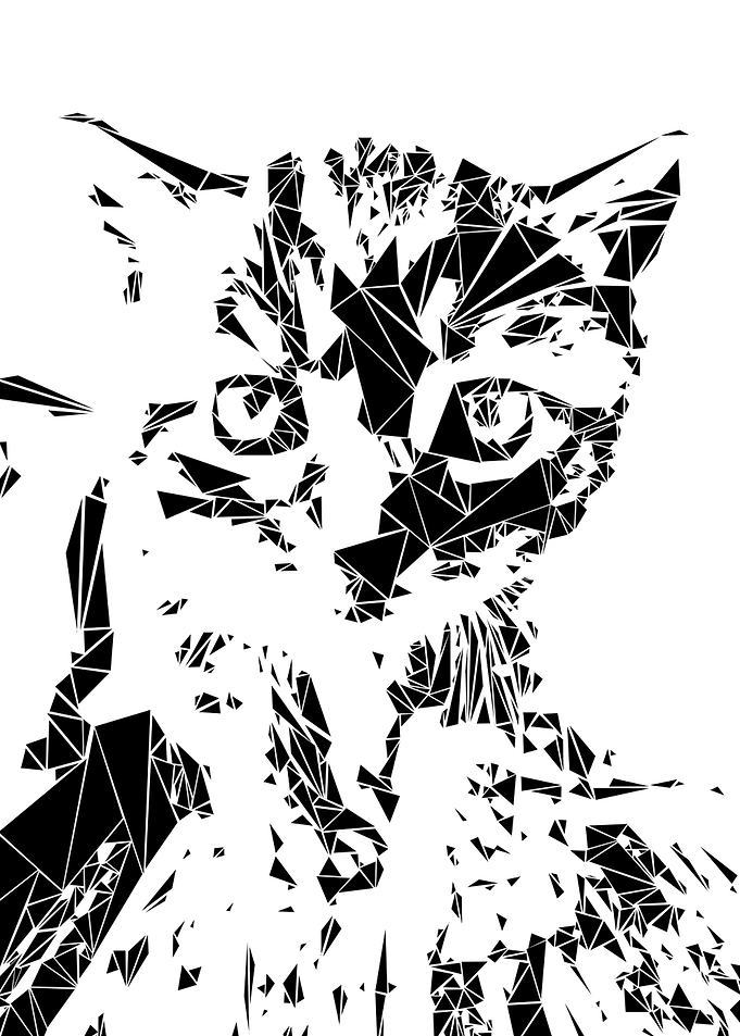 Cat - each triangle is placed manually.