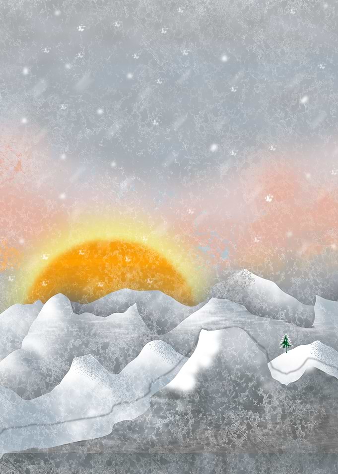 Alone in a Sunrise Snowstorm