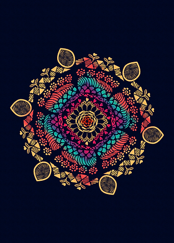 Mandala Floral Mandala on Blue