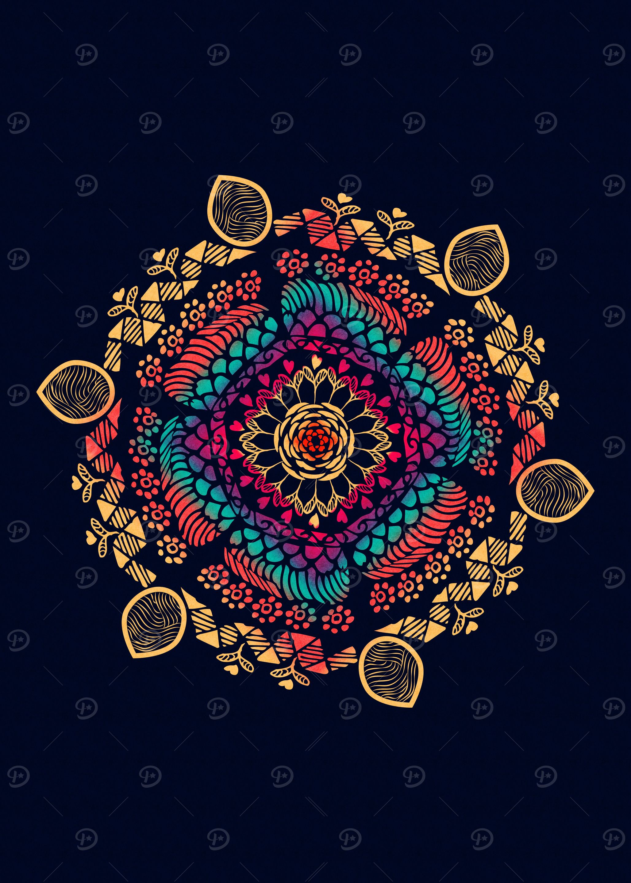 Mandala Floral Mandala on Blue