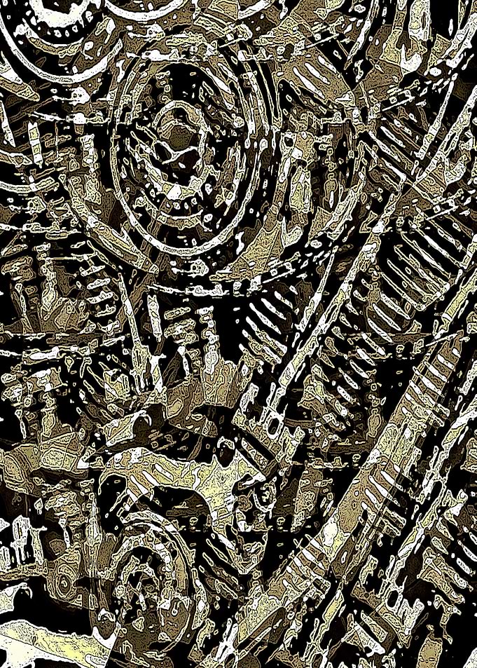 Abstract V-Twin in Black