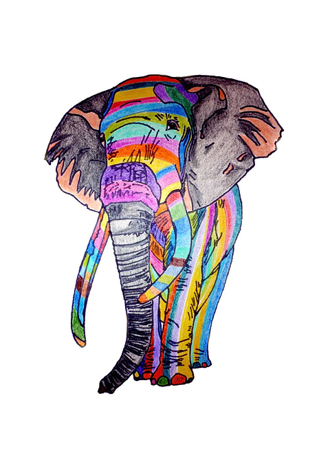rainbow elephant colorful kids cute funny animals drawi ...