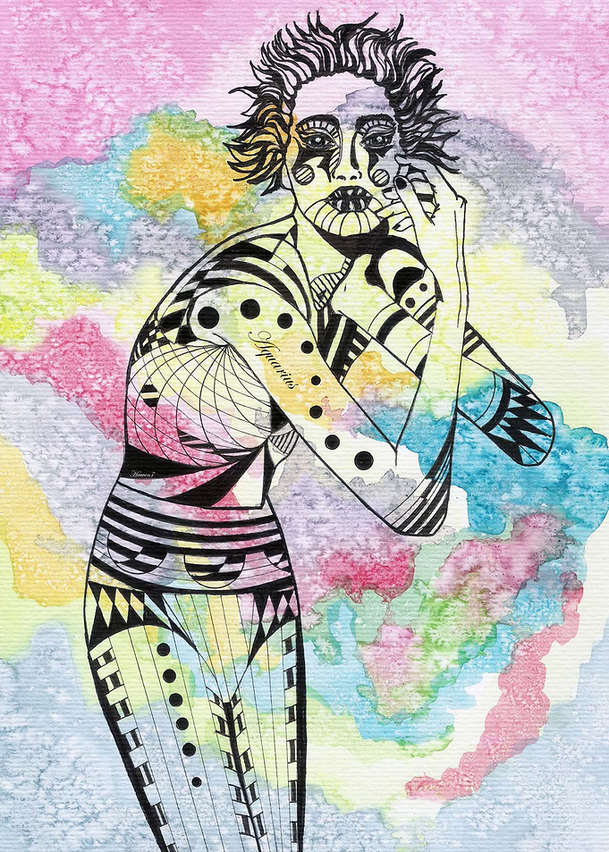 Aquarius - Zodiac Signg Series (watercolor)