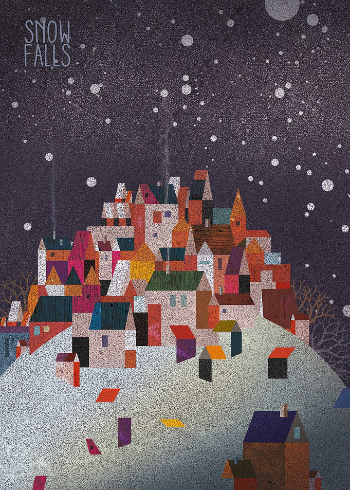 Snow falls