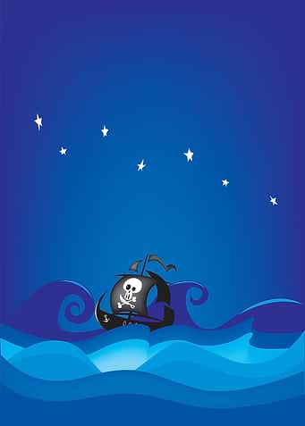 Pirate ship at stormy sea