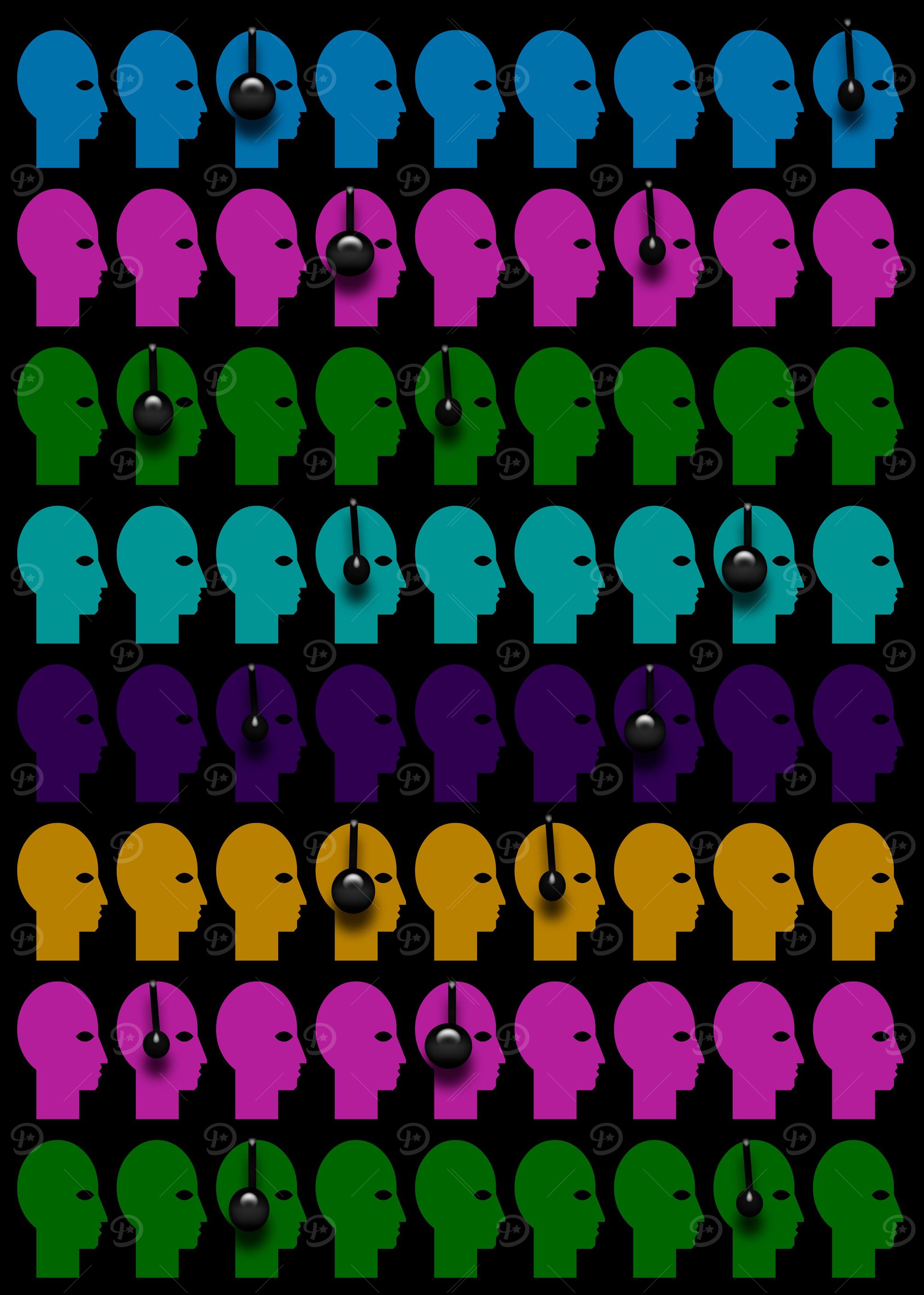 phoneheads on colorful heads
