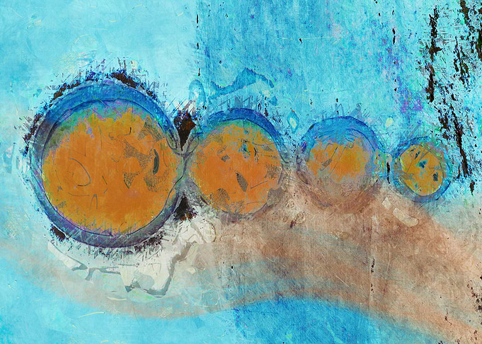 orange balls on blue
