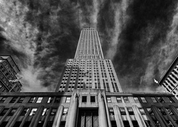 The Empire State Building street view. showing the pow ...