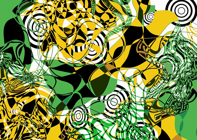 abstract yellow green with circles