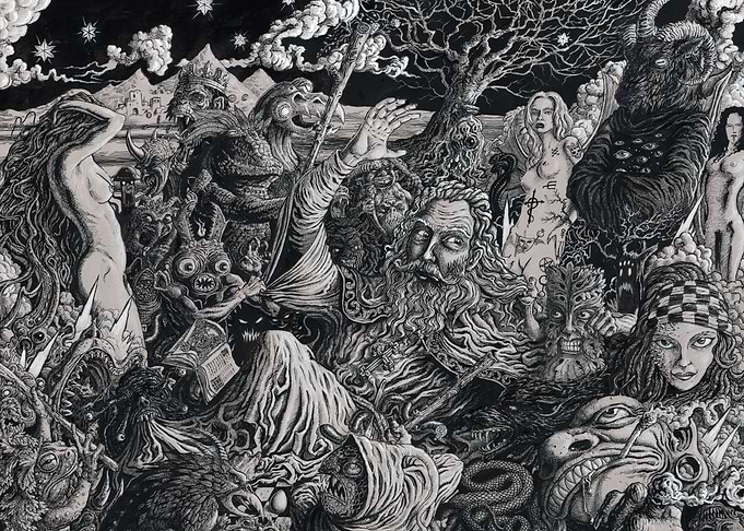 ink, acrylic,and chinagaph pencil on paper My take on ...