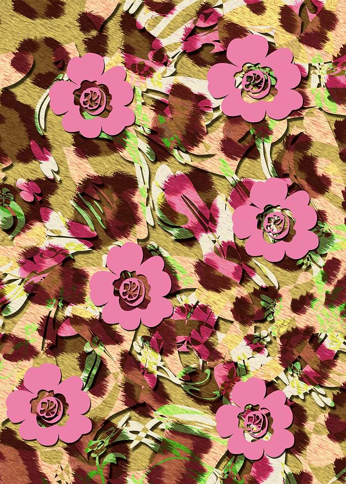 pink blossom over pattern