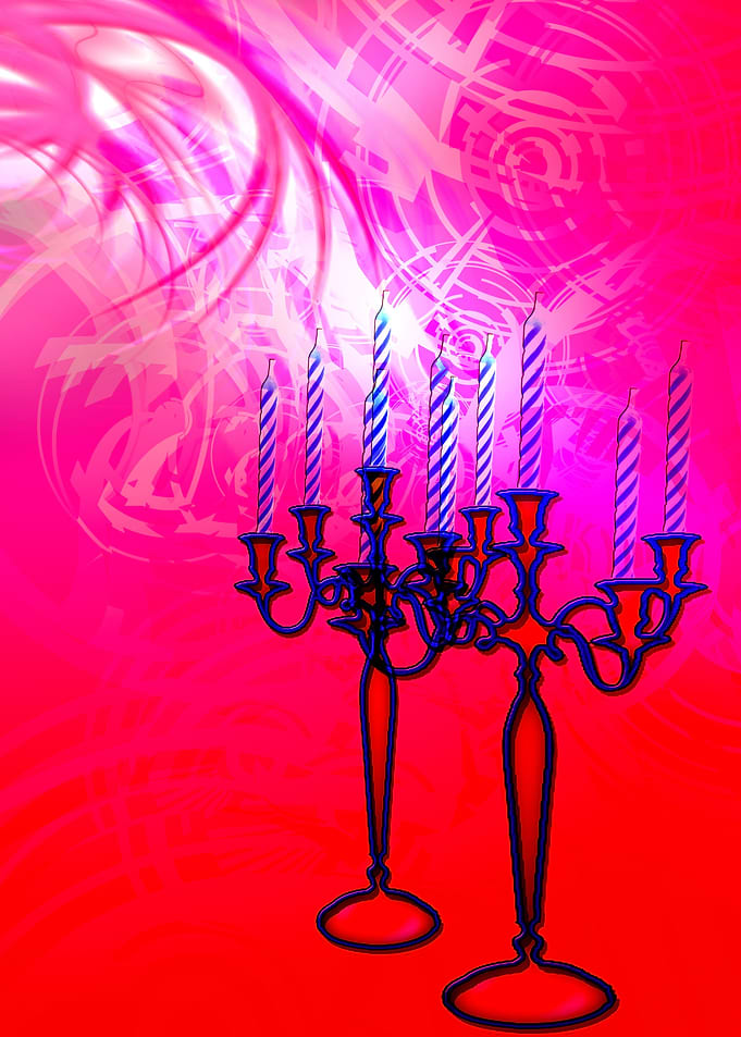 Candlesticks on pink