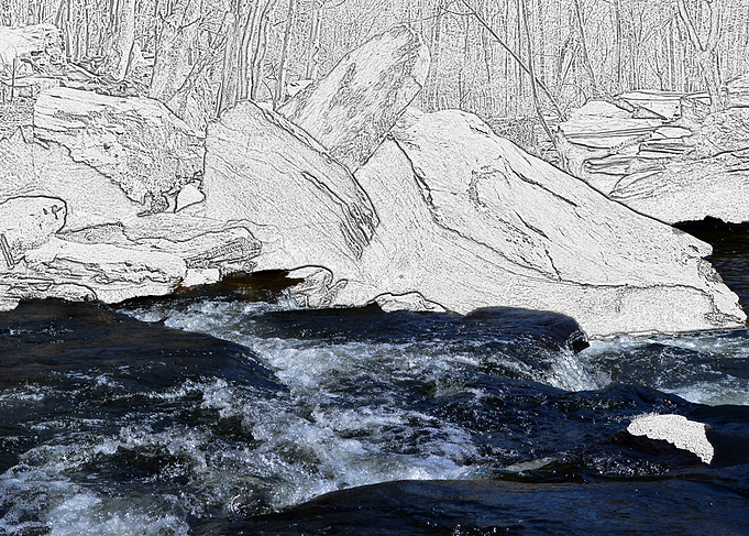 Pencil and water.