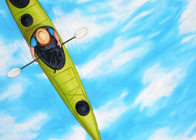 Wayfinder 2 (Green Kayak) This Displate depicts a lone ...