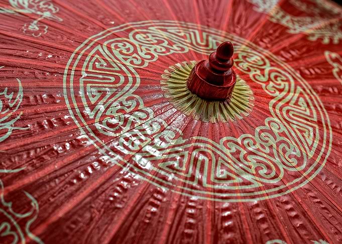 Red Chinese silk umbrilla