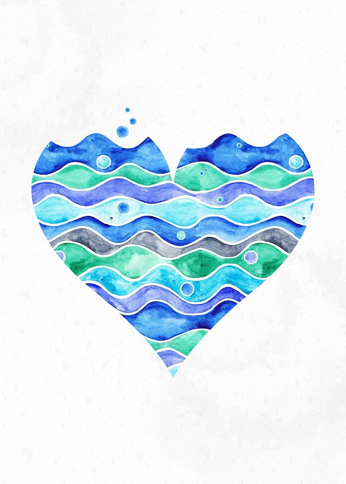 A Sea of Love, whiteA watercolor design, for those who ...
