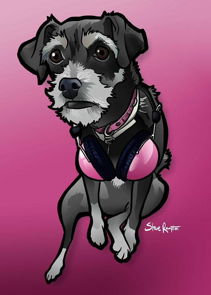 Puppy with Headphones