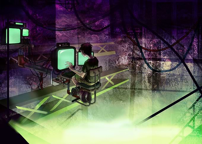 Above the stage