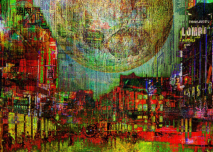 Moon on the city