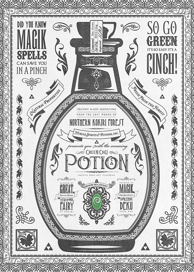 Legend of Zelda inspired Green Chu Potion Advertisement ...