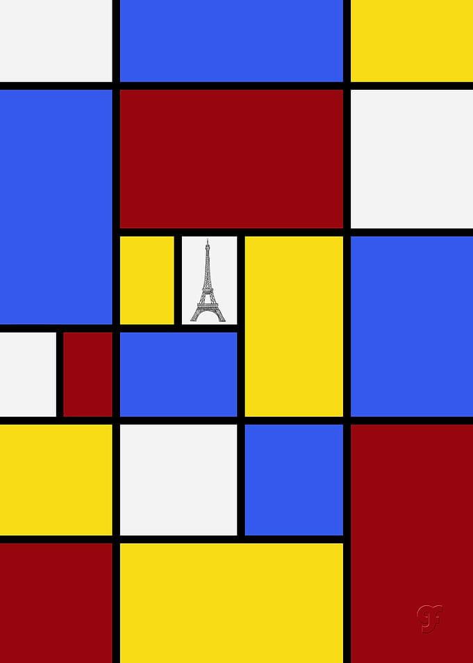 Paris in Red Yellow and Blue tribute to Piet Mondrian