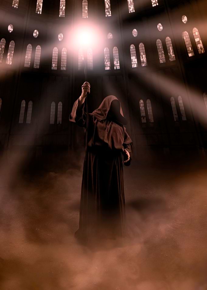A wizard with magic staff