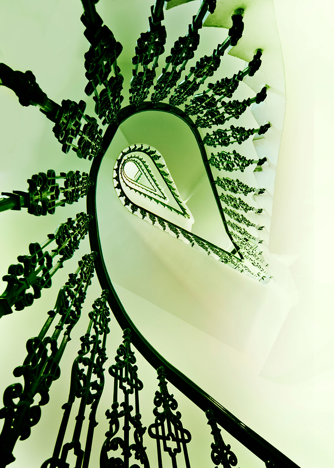 Beautiful green ornamented staircase