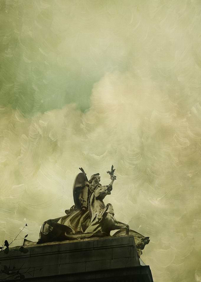 Textured and painterly artful creation of a lovely stat ...