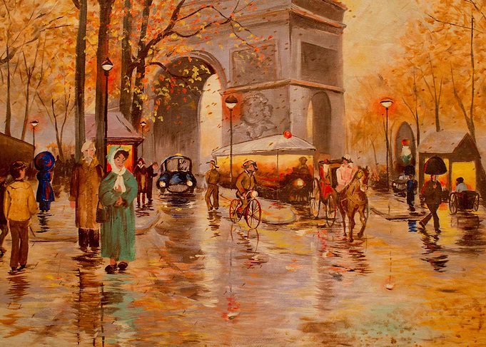 Beautiful reflections abound in the rainy, autumnal str ...