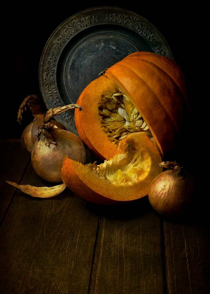 Still life with fresh pumpkins