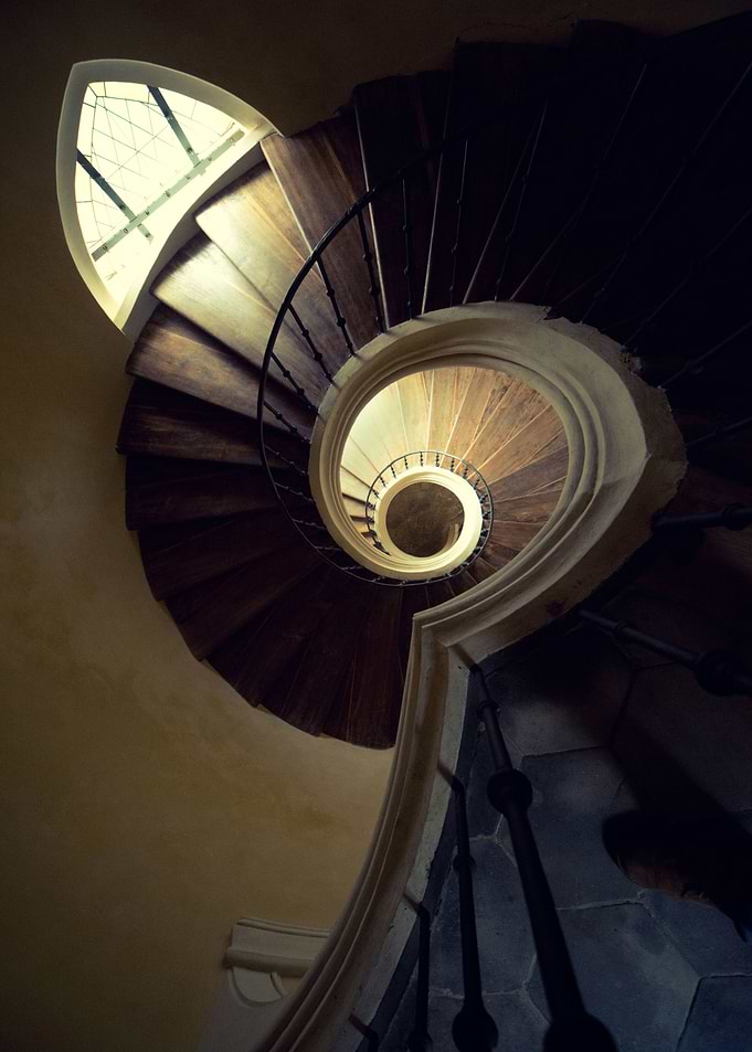 Spiral staircase in the old tower