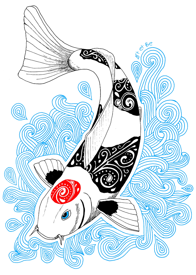Koi tancho doodle