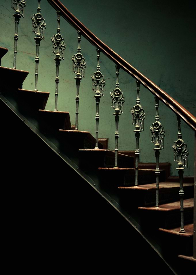 Old staircase with ornamented stairs