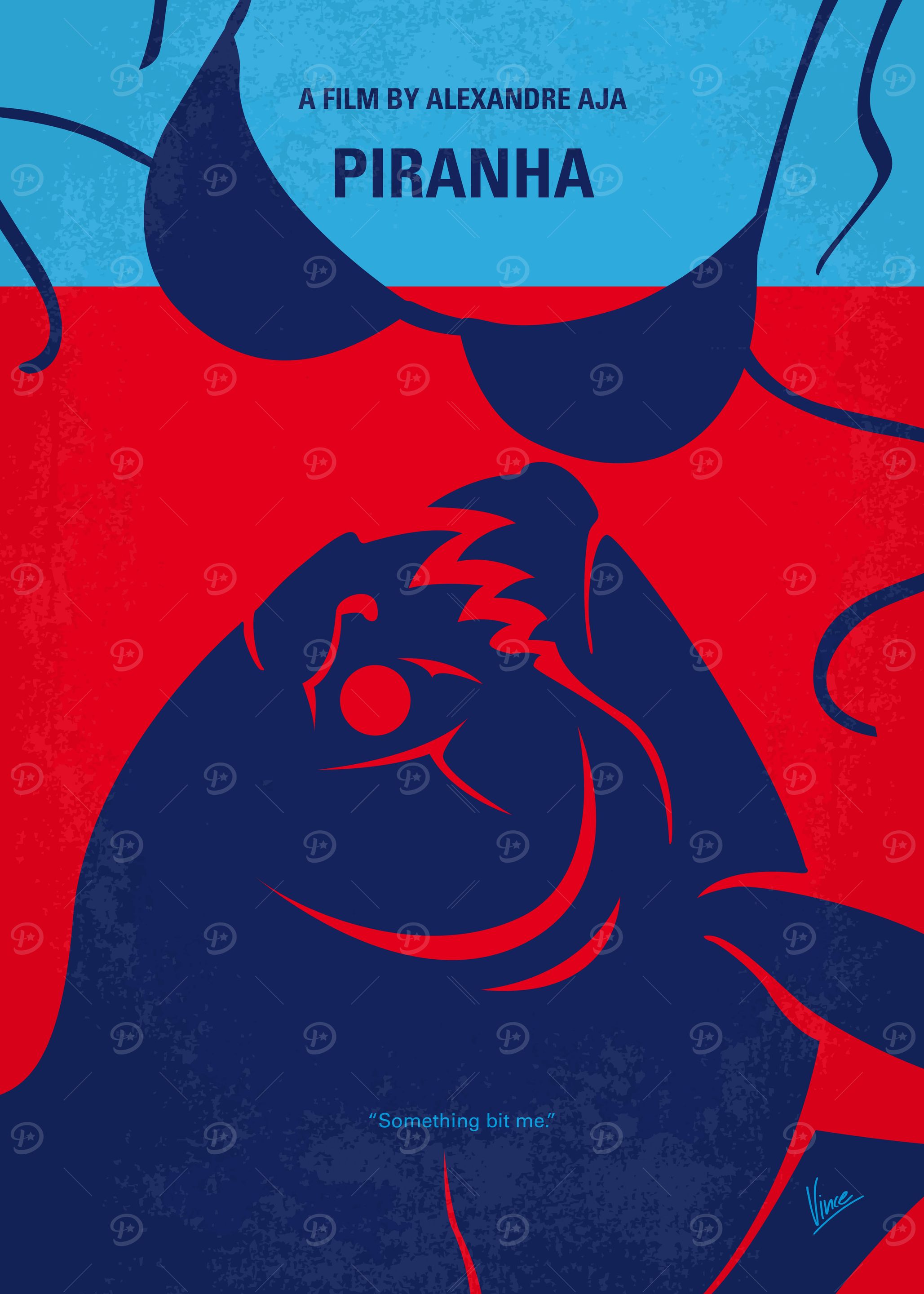 No433 My Piranha minimal movie poster After a sudden u ...