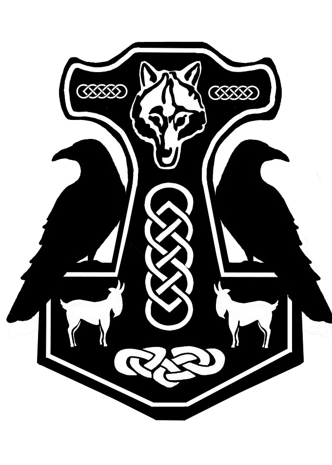 Norse Thors Hammer with Ravens