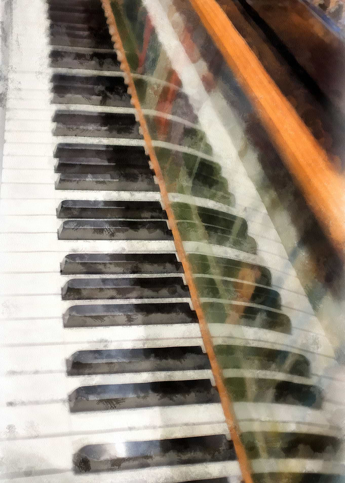 Piano watercolor by Edward M. Fielding