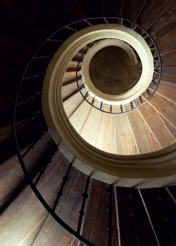 Wooden spiral staircase